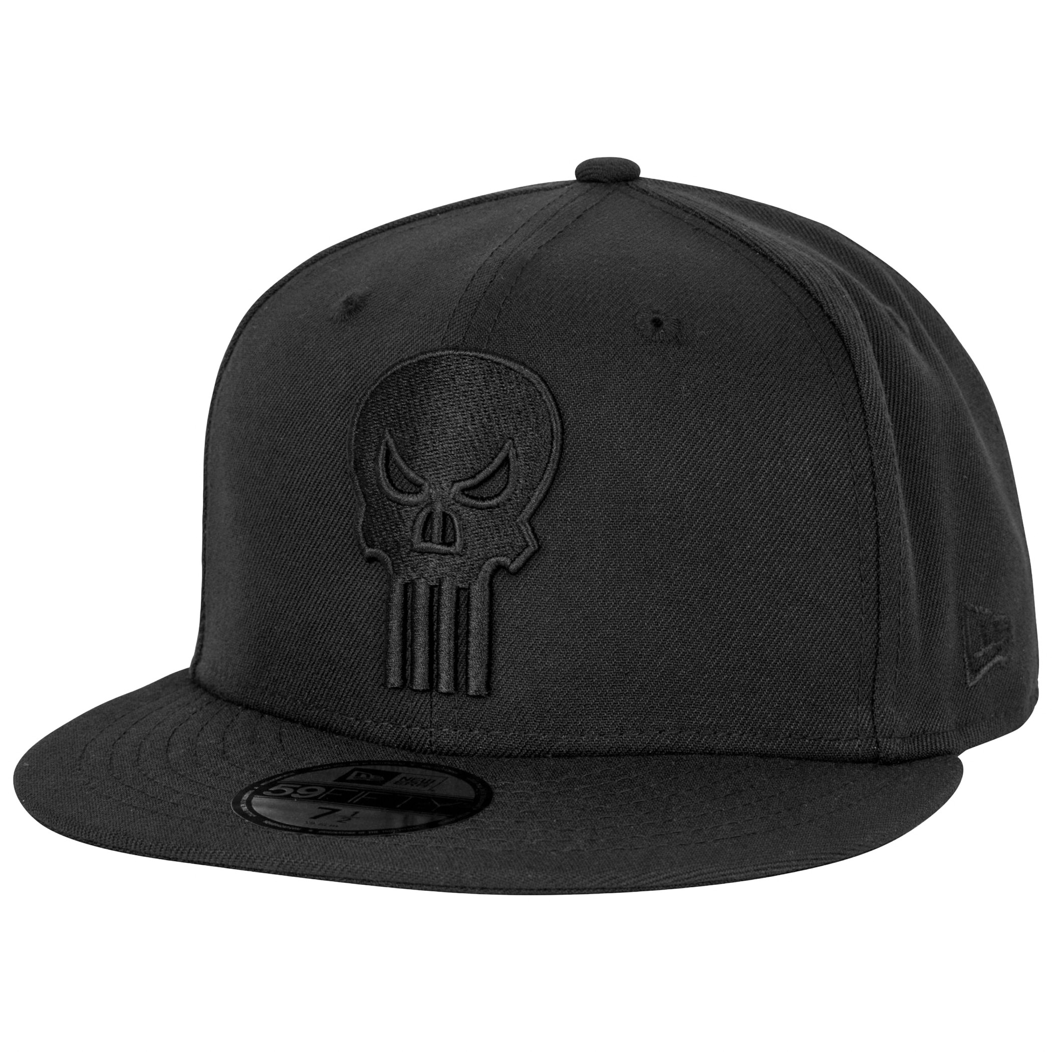 Punisher Logo Black on Black New Era 59Fifty Fitted Hat